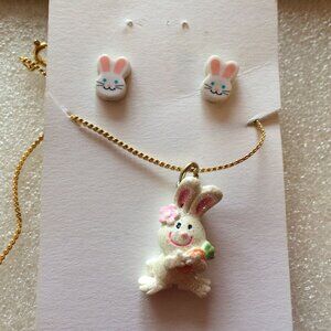 EASTER - 1990s Bunny Necklace & Earrings